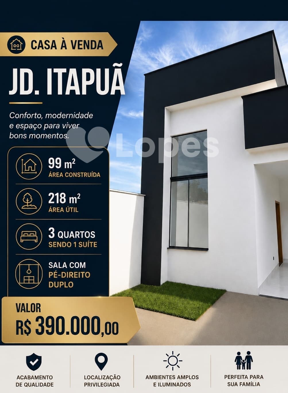 Casa 3 Quartos à Venda no Setor Itapoã, Aparecida de Goiânia | Próxima à Avenida Osvaldo Cruz