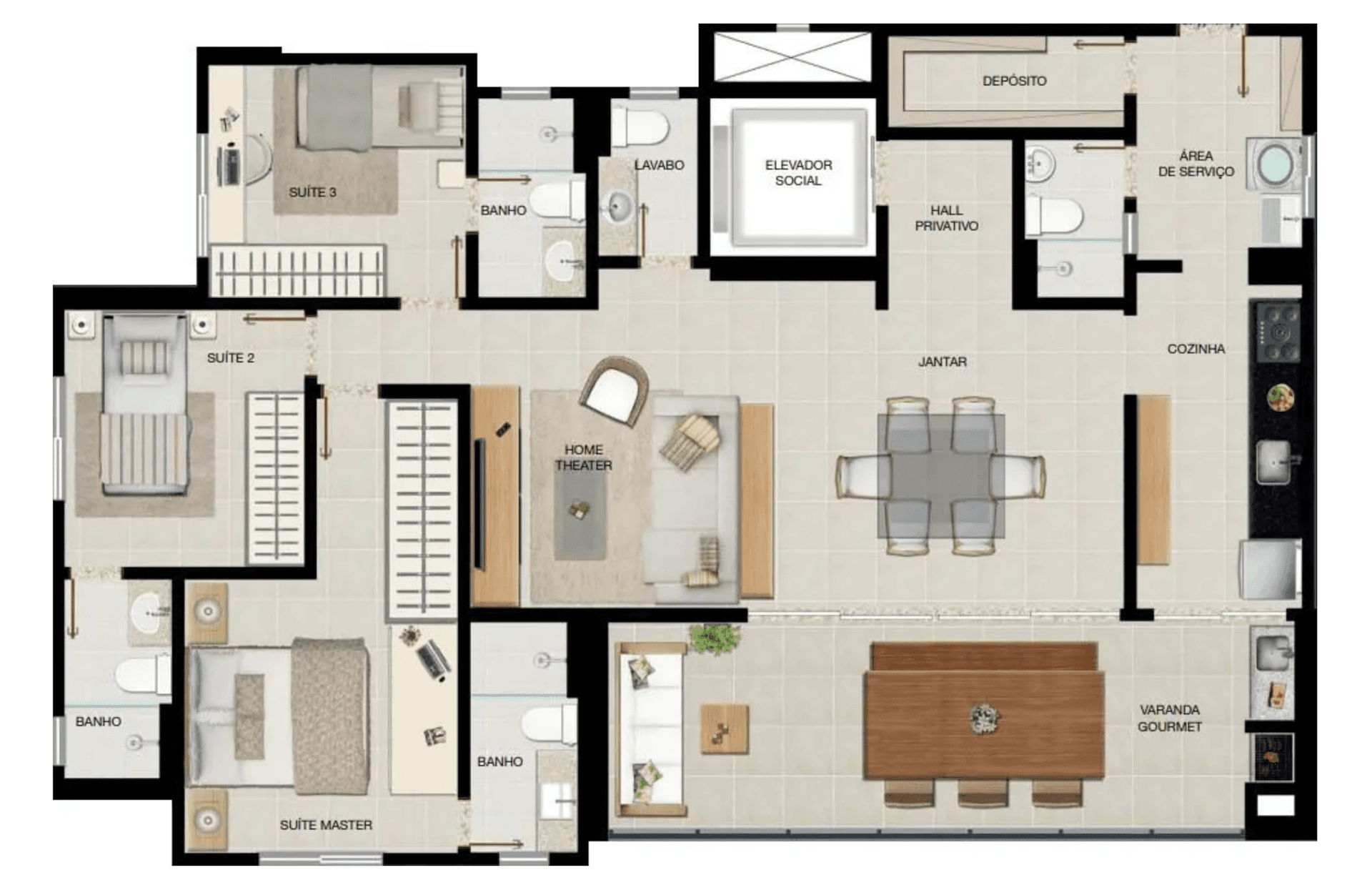 Apartamento Mobiliado no Setor Bueno | 137 m² | 3 Suítes Plenas | Atrium Supreme Residence | 3 Vagas