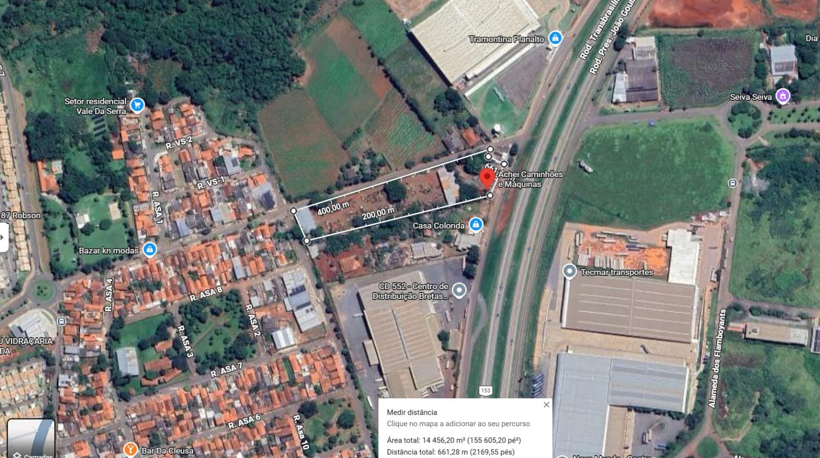 Área Comercial para Locação próximo a BR 153 - 14.456,20m2
