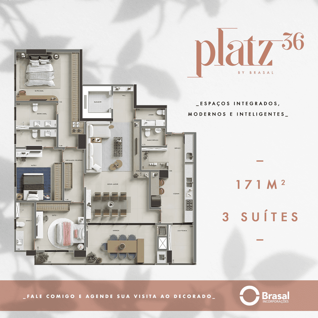 Apartamento de Alto Padrão – Platz 36 by Brasal | 171 m² | 22º Andar