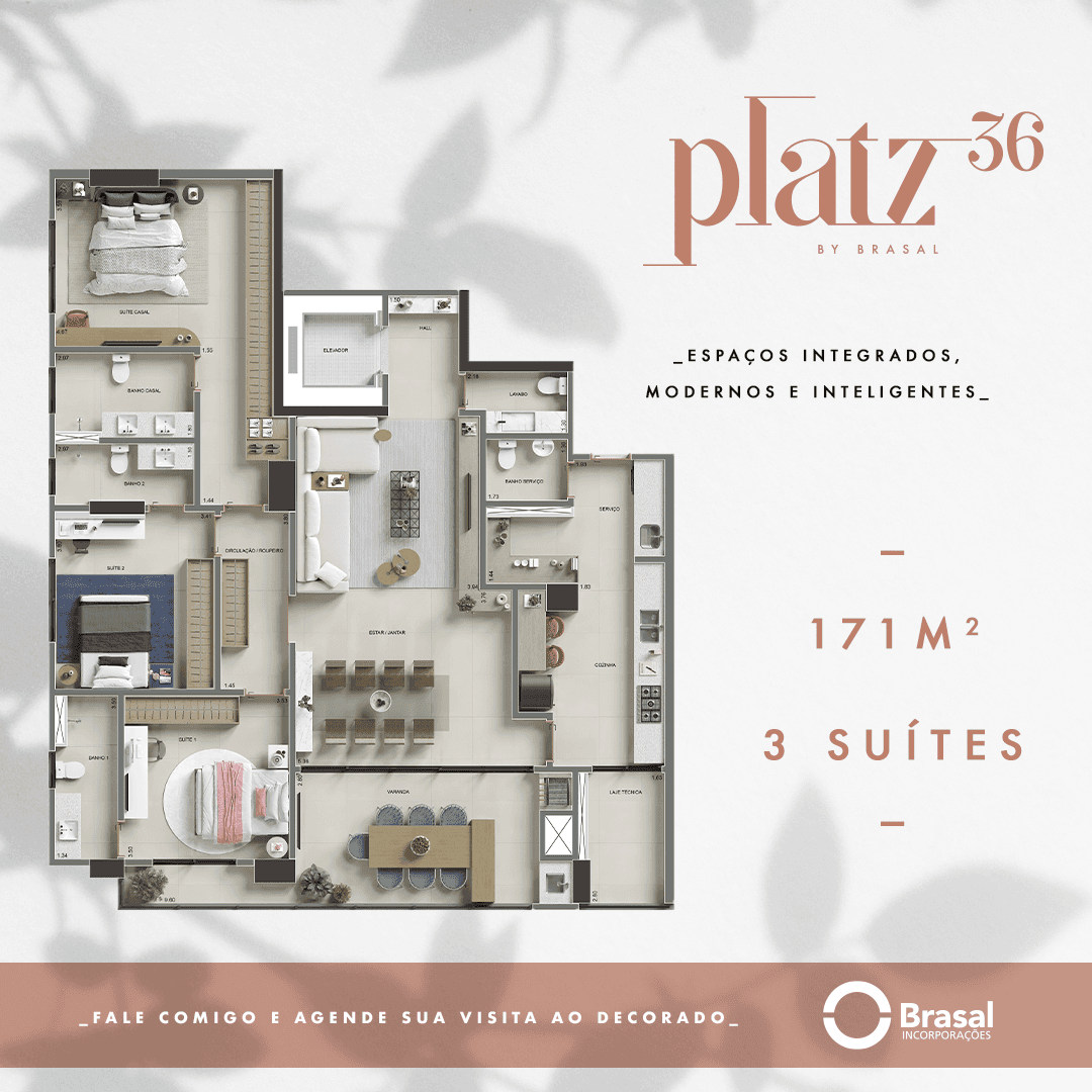 Apartamento de Alto Padrão – Platz 36 by Brasal | 171 m² | 22º Andar
